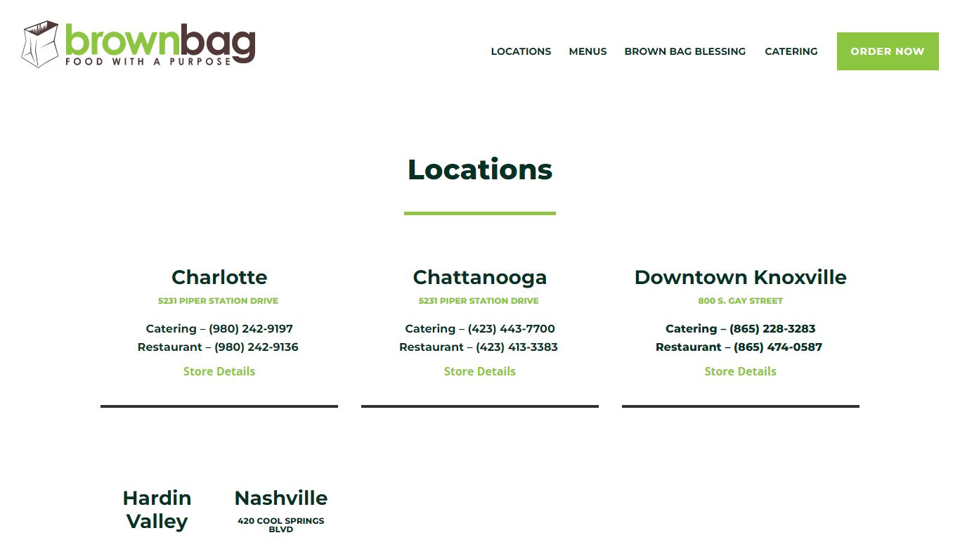 Locations - Brown Bag Restaurants